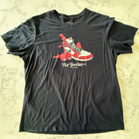 Jordan First in Flight Black T-shirt Mens XL - Picture 1 of 4